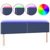 vidaXL LED горна табла за легло, синя, 180x5x78/88 см, плат