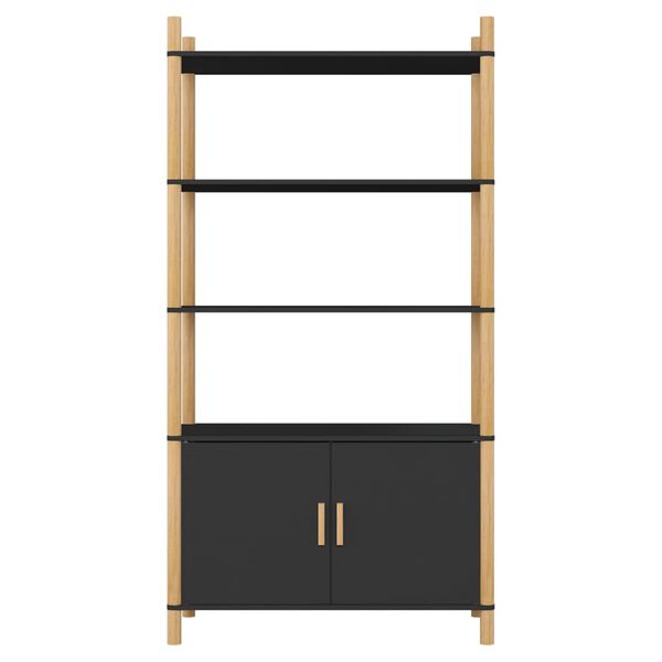 vidaXL Висок шкаф, черен, 80x40x153 см, инженерно дърво