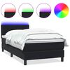 vidaXL Боксспринг легло с матрак и LED, черно, 100x220 см, кадифе