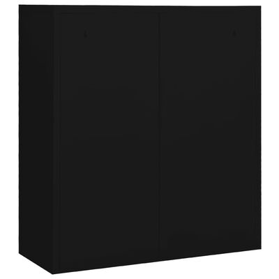 vidaXL Офис шкаф, черен, 90x40x102 см, стомана