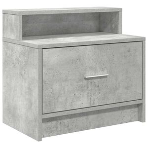 vidaXL Нощно шкафче с чекмедже, бетонно сив, 51x31x47 см