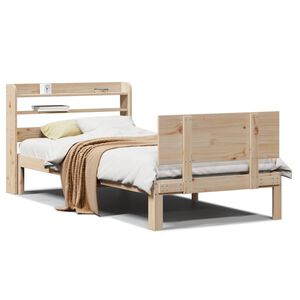 vidaXL Рамка за легло с табла, 75x190 см, борово дърво масив