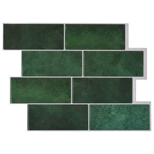 vidaXL Плочка метро 50 pcs Тъмнозелено 29 x 21 см Полиуретан и PET