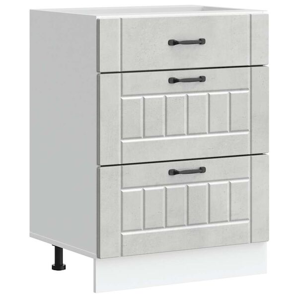 vidaXL Кухненски шкаф Lucca, бетонно сив, инженерно дърво