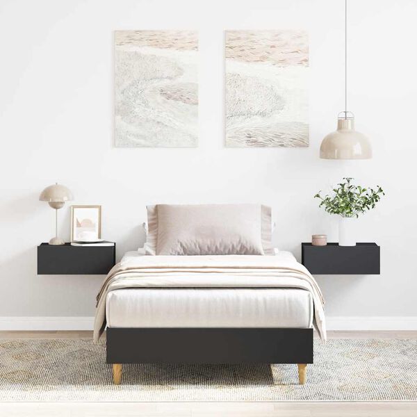 vidaXL Рамка за легло без матрак, черна, 90x200 см, масивно дърво