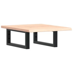 vidaXL Стенен рафт за мивка, стомана и масивно дърво дъб