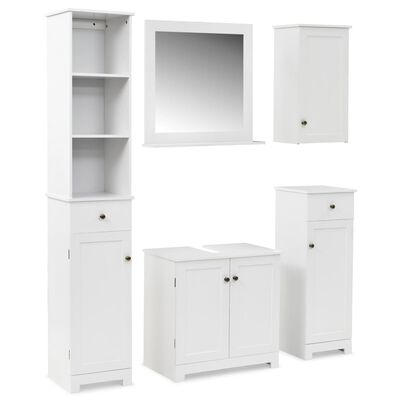vidaXL Комплект мебели за баня, 5 части, бели