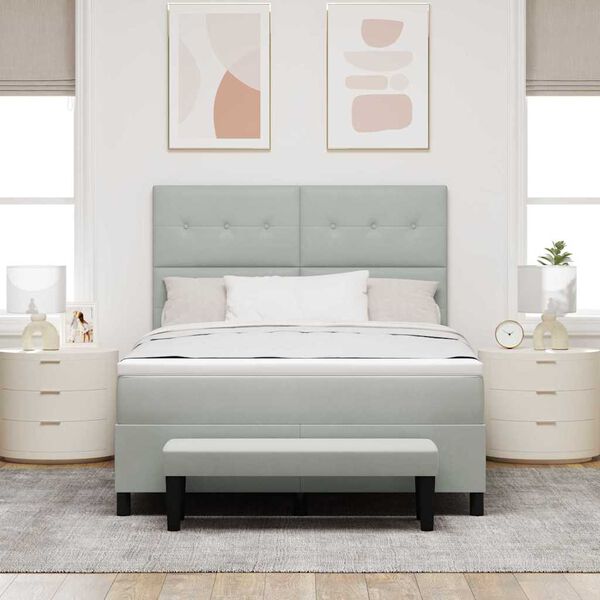 vidaXL Легло с пружинирана основа Светлосиво 160 x 200 cm Кадифе