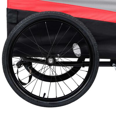 vidaXL 2-в-1 XXL кучешко ремарке за колело и количка червен сив черен