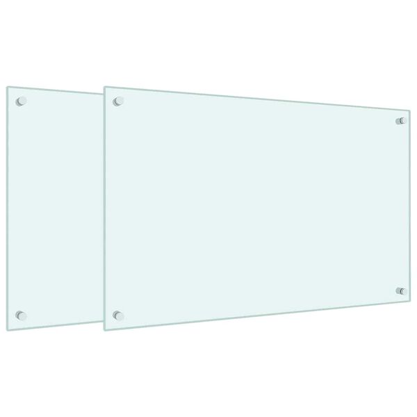 vidaXL Кухненски гърбове, 2 бр, бял, 80x50 см, закалено стъкло