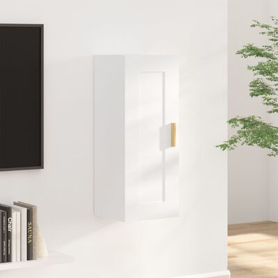 vidaXL Стенен шкаф, бял, 35x34x90 см, инженерно дърво