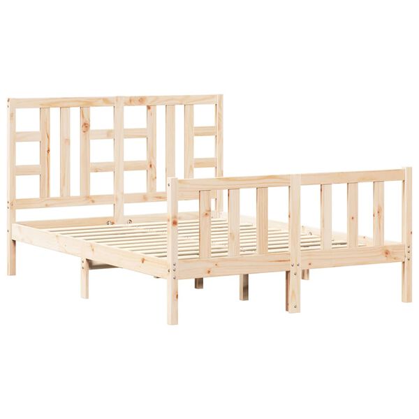 vidaXL Рамка за легло с табла Double масивно дърво