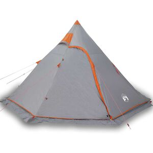 vidaXL Къмпинг палатка типи, 5-местна, сива, водоустойчива