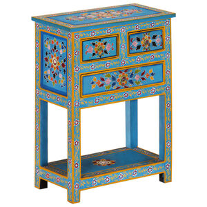 vidaXL Страничен шкаф, тюркоаз, 55x30x76 см, мангово дърво масив