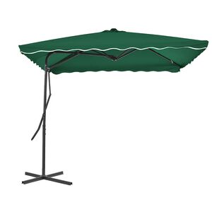 vidaXL Градински чадър със стоманен прът, 250x250 см, зелен