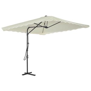 vidaXL Градински чадър със стоманен прът, 250x250 см, пясъчен