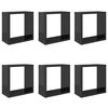 vidaXL Стенни кубични рафтове, 6 бр, сив гланц, 30x15x30 см