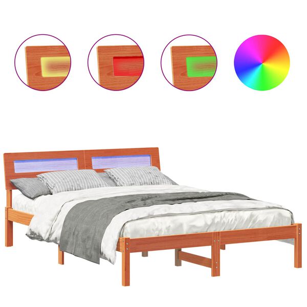 vidaXL Рамка за легло с таблото Кафяво с восъчно покритие 120 x 190 cm