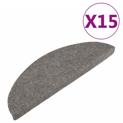 vidaXL Самозалепващи стелки за стълби, 15 бр, 56x17x3 см, сиви