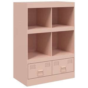 vidaXL Висок шкаф, розов, 67x39x95 см, стомана