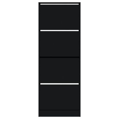 vidaXL Шкаф за обувки, черен, 60x21x163,5 см, инженерно дърво