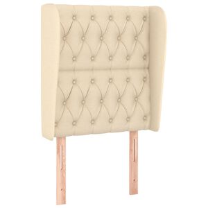 vidaXL Горна табла за легло с уши, кремава, 83x23x118/128 см, плат