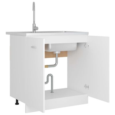 vidaXL Долен шкаф за мивка, бял, 80x46x81,5 см, ПДЧ