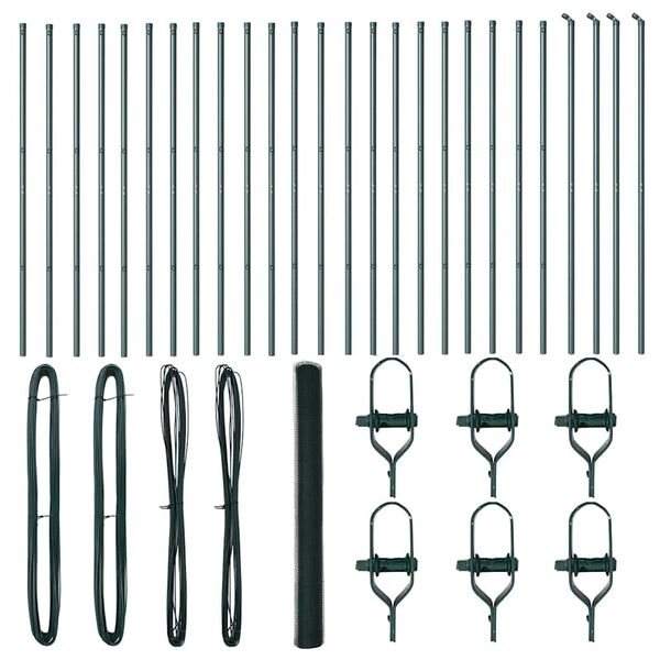 vidaXL Стълб за ограда. Зелен 50 x 1,6 м (25 мм мрежа) Стомана и PVC