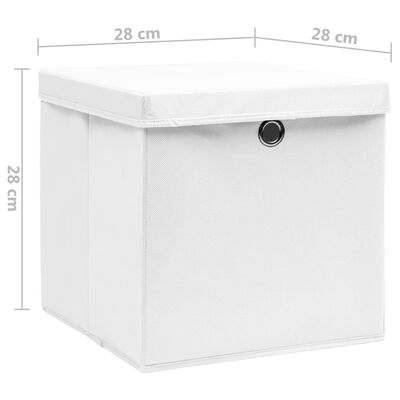 vidaXL Кутии за съхранение с капаци 10 бр 28x28x28 см бели