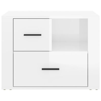 vidaXL Нощно шкафче, бял гланц, 60x36x45 см, инженерно дърво