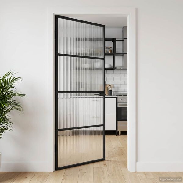 vidaXL Врата за дом 102 x 201,5 x 3,5 см Алуминий и закалено стъкло