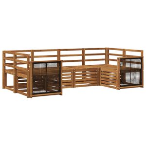 vidaXL Комплект секционен диван 5 pcs Натурално Солидно акациево дърво