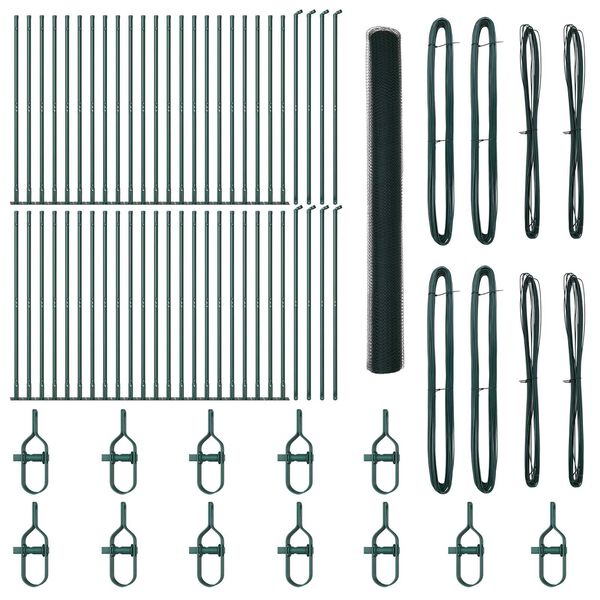 vidaXL Стълб за ограда. Зелен 100 x 1,6 м (25 мм мрежа) Стомана и PVC