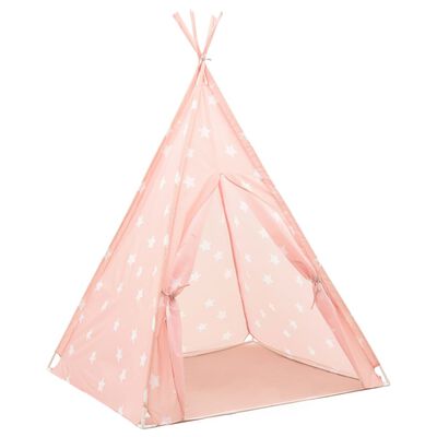 vidaXL Детска палатка Типи с чанта, полиестер, розова, 115x115x160 см