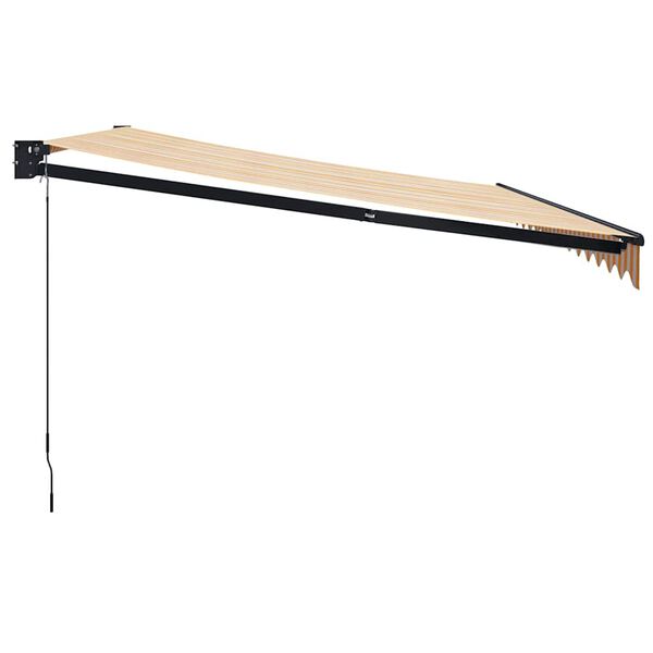 vidaXL Прибираща се тента жълто и бяло 4x3 м плат и алуминий