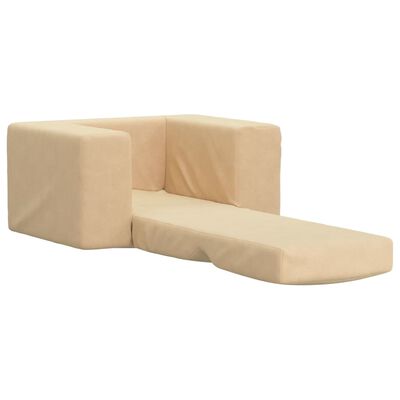 vidaXL Детски диван-легло кремав мек плюш