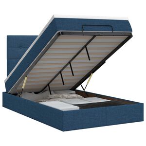 vidaXL Огледално легло с матрак с таблото Синьо 120 x 190 cm Текстил
