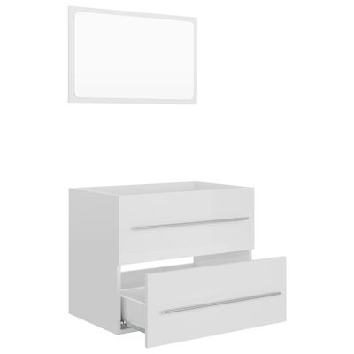 vidaXL Комплект мебели за баня от 2 части, бял гланц, инженерно дърво