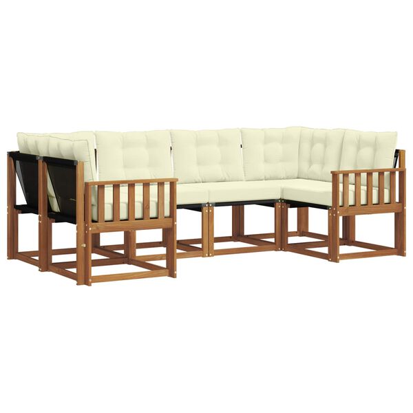 vidaXL Комплект дивани за открито 6 pcs Натурален и Крема
