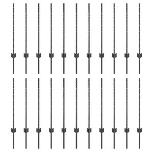 vidaXL Стълб за ограда. 22 pcs Сив 120 cm Стомана