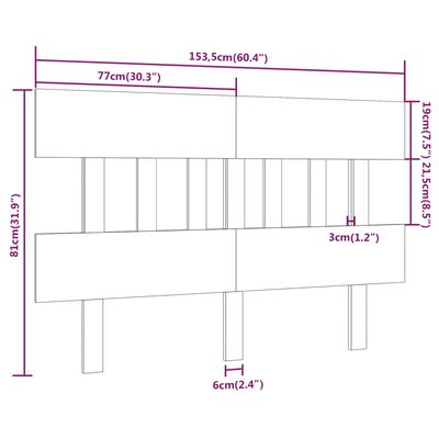 vidaXL Горна табла за легло, меденокафява, 153,5x3x81 см, бор масив