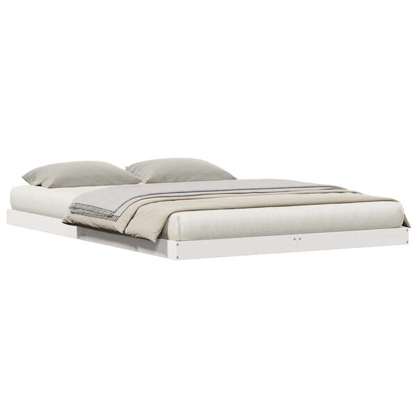 vidaXL Леглово дъно Бяло 213.5 x 104 x 9 см Солидно борово дърво