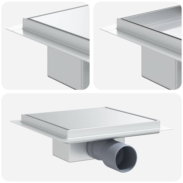 vidaXL 2 в 1 душов дренаж Сребрист 20 x 20 cm Неръждаема стомана 304