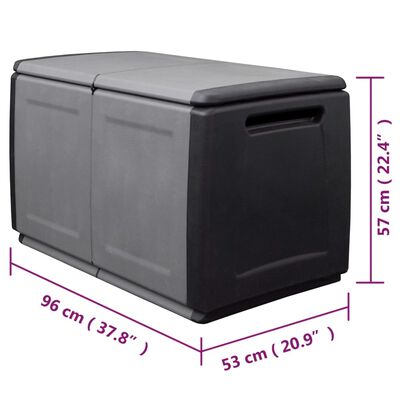 vidaXL Кутия за съхранение, 96x53x57 см, 230 л, тъмносиво и черно