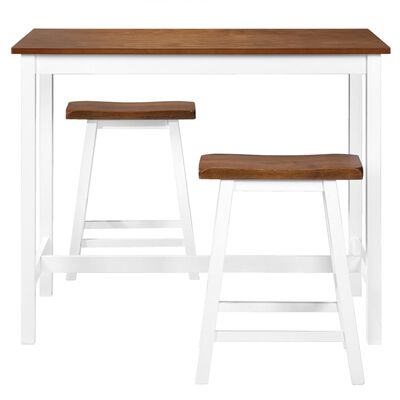 vidaXL Бар маса и столове, 3 части, дървен масив