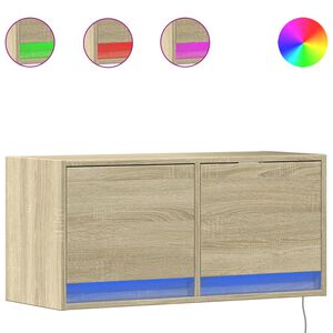 vidaXL Стенен ТВ шкаф с LED осветление, сонома дъб, 80x31x38 см
