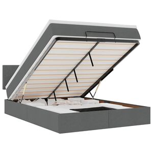 vidaXL Османска легло с матрак и LED, тъмносиво, 140x200 см, плат