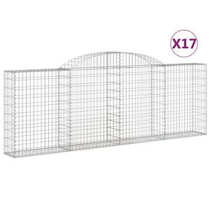 vidaXL Габионни кошници арка 17 бр 300x30x100/120см поцинковано желязо