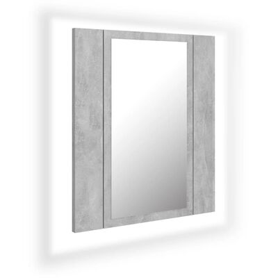 vidaXL LED шкаф с огледало за баня, бетонно сив, 40x12x45 см