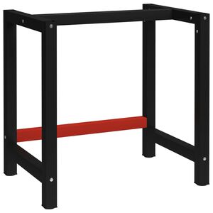 vidaXL Рамка за работна маса, метал, 80x57x79 см, черно и червено